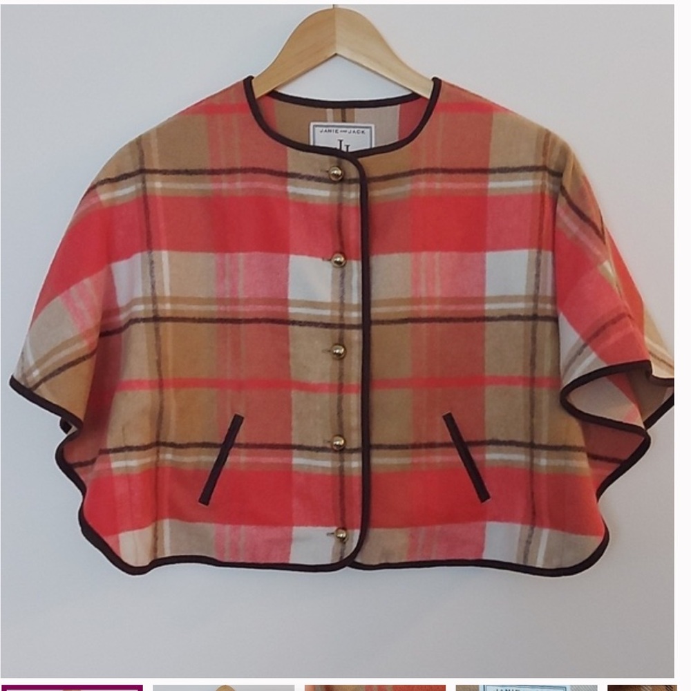 Janie and Jack Riding Lessons Plaid Poncho